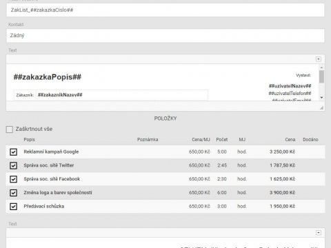 Editace exportu